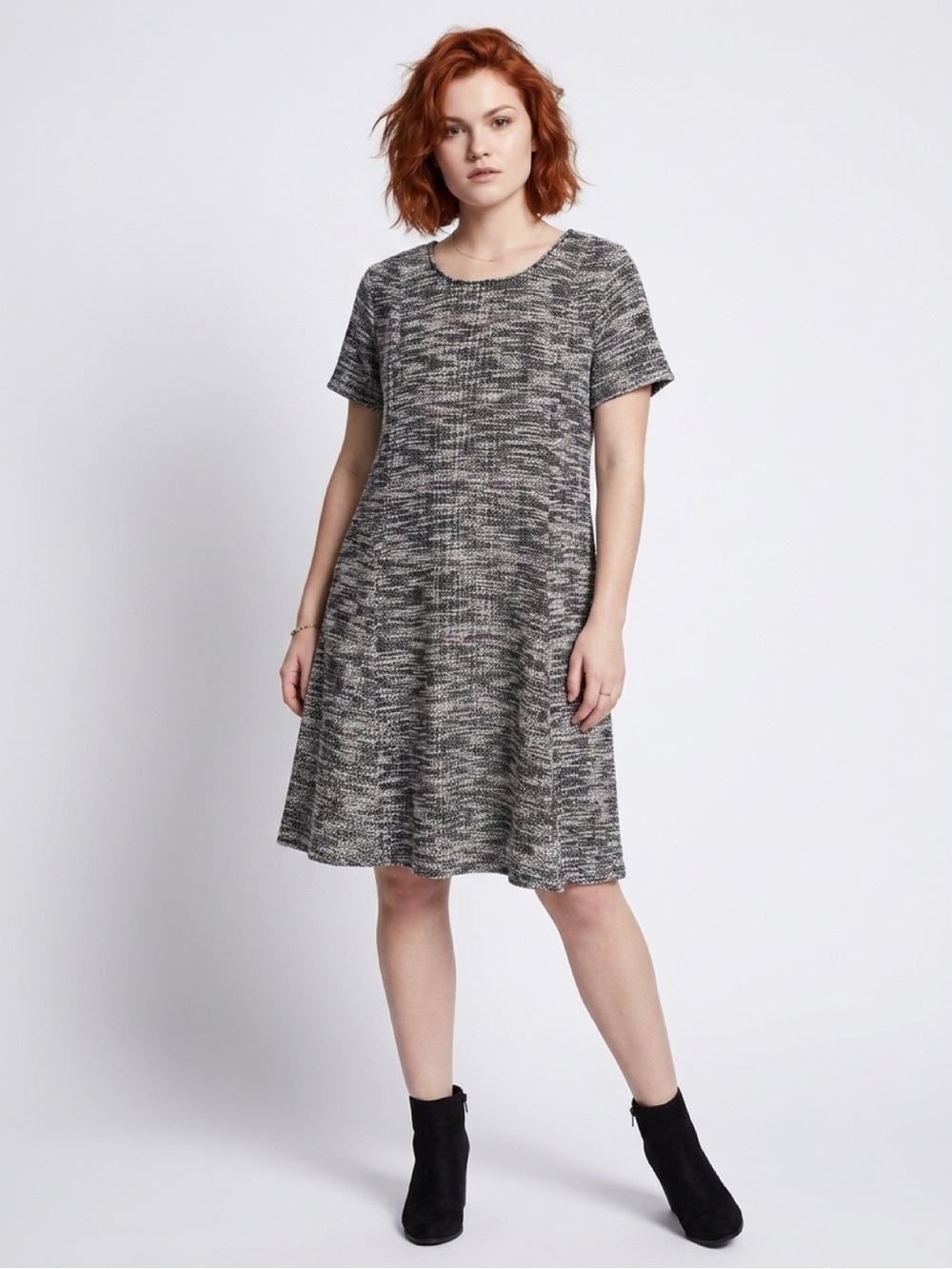 Lane Bryant Gray Short-Sleeve Knit Midi Dress